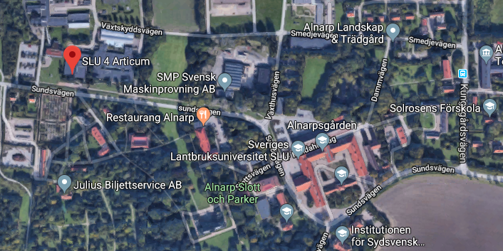 Map of SLU Campus Alnarp. Illustration.