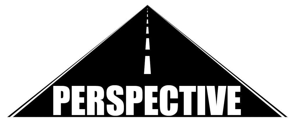 Black and white road and text "Perspective". Illustration