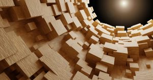 Abstract architectural wood formation. Photo.