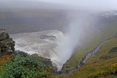 Scenic view with waterfall. Photo.
